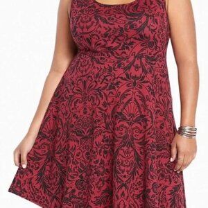 Burgundy Skull Print Open Back Skater Dress - Torrid - Size 4